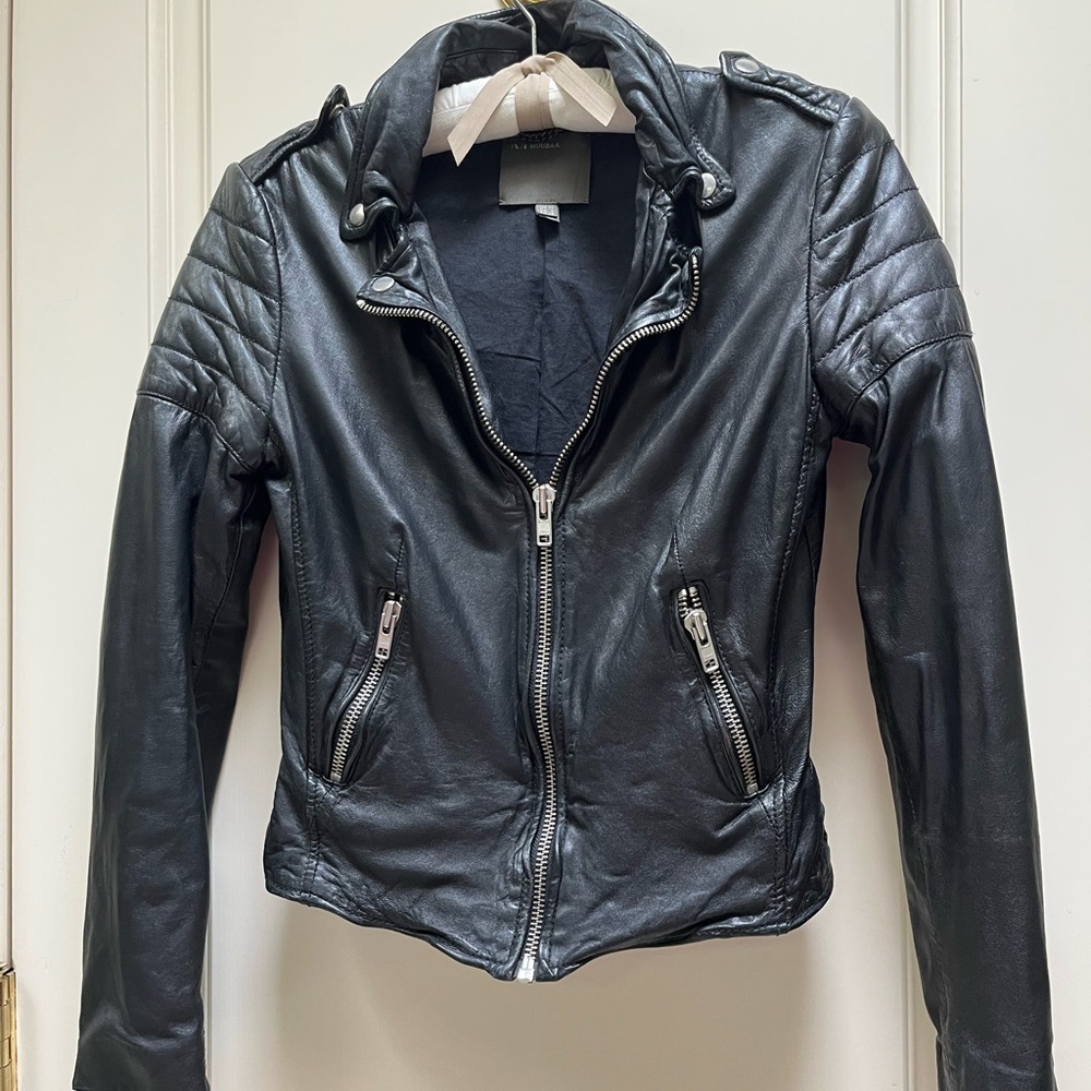 Muubaa black leather jacket US size 6